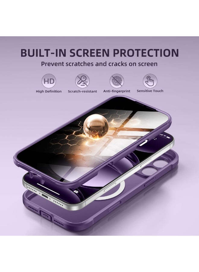 بيرفي جراب لهاتف آيفون 17 برو ماكس، متوافق مع MagSafe، مزوّد بواقي شاشة خصوصية مدمج وحماية للكاميرا، مضاد للتجسس، حماية كاملة للجهاز، مقاوم للصدمات، جراب بلمسة نهائية مطفية شبه شفافة لهاتف 17 برو ماكس مقاس 6.9 بوصة، بنفسجي. - Image 4